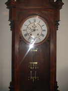 Часы Европа середина XIX века эмалевый циферблат редкий механизм под тяжёлый маятник